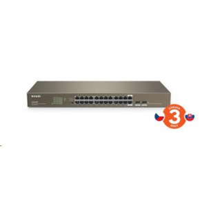 Tenda TEG1024F - 22-port Gigabit Ethernet Switch + 2x Combo SFP/RJ45, 10/100/1000 Mbps, Fanless, Rackmount, Kov