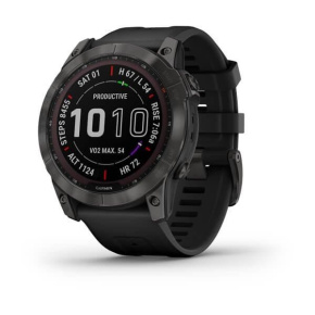 Garmin fenix 7X Sapphire Solar, Titan Carbon Gray/ Black Silicone Band, EU