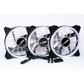 1stCOOL KIT AURA EVO CRYSTAL ARGB 3x Crystal White ventilátor + ARGB Nano řadič