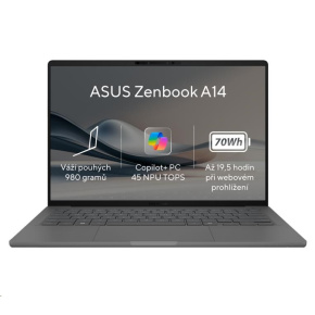 ASUS NTB Zenbook 14 (UX3407RA-OLED027X), QualSnapX1E-78-100, 14" 1920 x 1200, 16GB, 1TB SSD, QAdreno, W11 Pro, Gray