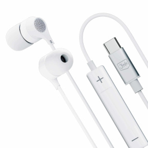 3mk sluchátka - Wired Earphones USB-C, bílá