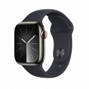 APPLE Watch Series 9 GPS + Cellular 45mm Graphite Stainless Steel Case with Midnight Sport Band - S/M