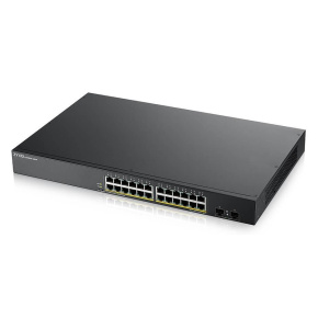 Zyxel GS1900-24HP v2 26-port Gigabit Web Smart PoE Switch, 24x gigabit RJ45, 2x SFP, PoE budget 170W