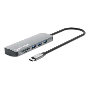 MANHATTAN Dokovací stanice USB-C 9v1, HDMI, USB-C 3.0, USB-C PD 100W, 3xUSB-A 3.0, SD/microSD, RJ45