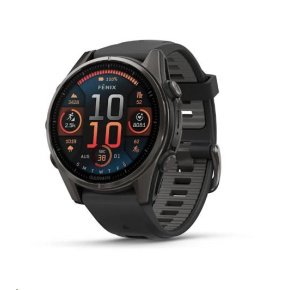 Garmin fenix® 8 – 43 mm, AMOLED, Sapphire, Carbon grey DLC titanium, Black / Pebble grey se silikonovým řemínkem, EU